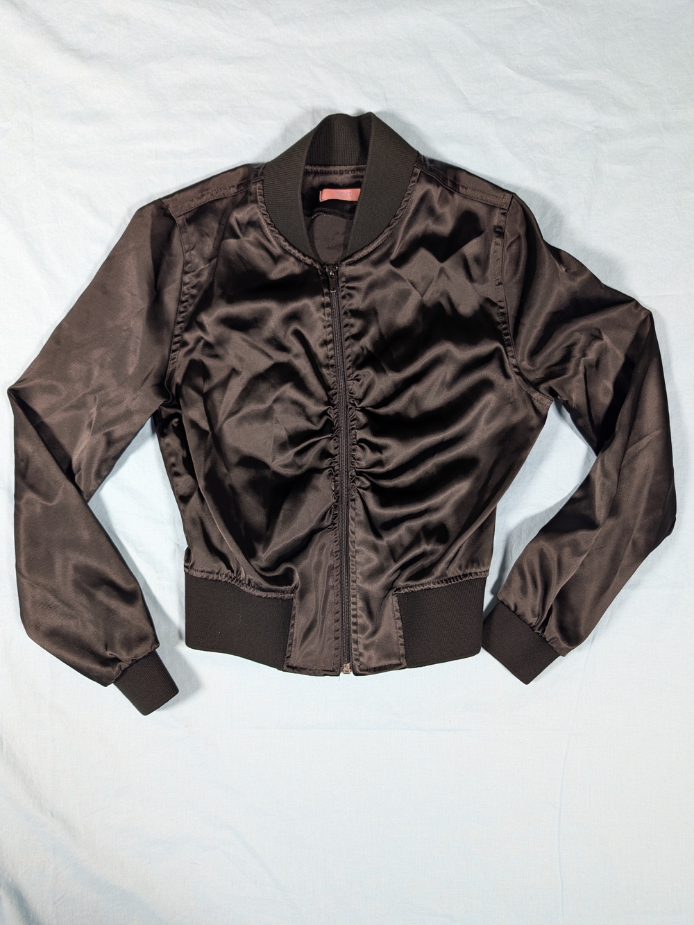 Forever 21 Black Satin Bomber Jacket